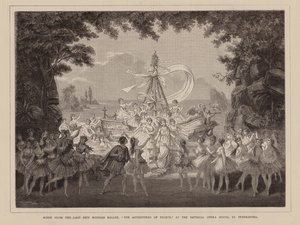 圣彼得堡帝国歌剧院最后一出俄罗斯新芭蕾舞剧 "贝利乌斯历险记 "的场景（版画） 作者 英语学校