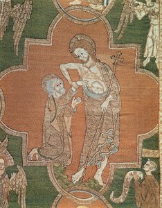 来自基督生活的场景，来自Syon Cope的细节，1300-20（亚麻绣有金属丝和丝绸） 作者 英语学校