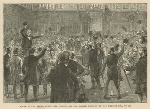 在1866年改革法案二读分案后，下议院的场景 作者 英语学校