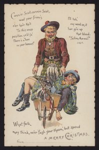 Scotsman taking his drunken friend home in a wheelbarrow (chromolitho) 作者 英语学校