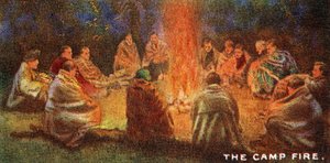 童军在1929年的Camp Fire周围 作者 英语学校