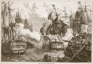 Sea-fight of Trincomalee，插图来自卡塞尔斯画报的印度历史由詹姆斯格兰特，酒吧。 1879年 作者 英语学校
