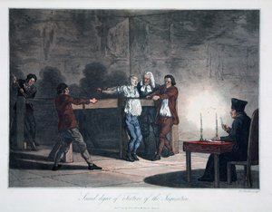 宗教裁判所的二级酷刑，L.C. 刻字 斯塔德勒，酒吧。 由卡德尔和戴维斯创作，伦敦，c.1813（彩色雕刻） 作者 英语学校