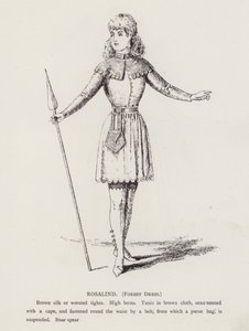 莎士比亚的《如意》。罗莎琳德，森林礼服（平版画 作者 英语学校