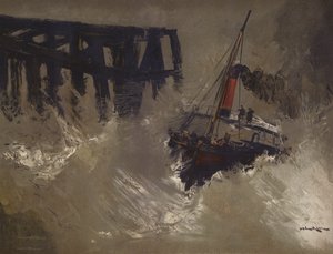 与大浪搏击的船只（chromolitho） 作者 英语学校