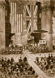 1917年4月20日，1914-19，在圣保罗大教堂唱美国国歌 作者 英语学校