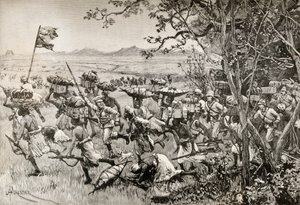 1887 年，亨利-莫顿-斯坦利爵士和他的部下在非洲的埃明-帕夏赈灾远征中终于走出森林，来到草原上。 作者 英语学校