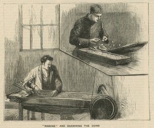 皇家铸币厂，塔山的草图;敲响和检查硬币 作者 英语学校