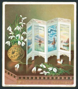 Snowdrops和屏幕在桌，圣诞卡上 作者 英语学校