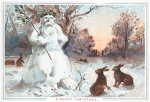 雪人和野兔，圣诞贺卡 作者 英语学校