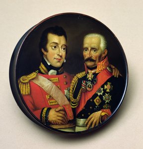 带有Arthur Wellesley肖像的鼻烟盒（1769-1852）惠灵顿公爵和Gebbard Leberecht（1742-1819）Field Marshall，von Blucher王子（漆木）