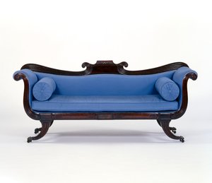 沙发，c.1830（桃花心木和丝绸） 作者 英语学校