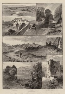 Coquet 的一些草图，一条著名的诺森伯兰渔河（版画） 作者 英语学校