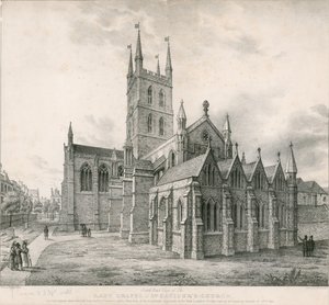 教堂夫人的东南视图，St Saviors教会，Southwark 作者 英语学校