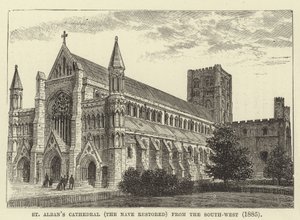 圣奥尔本斯大教堂（St. Albans Cathedral）于1885年从西南方向修复 作者 英语学校