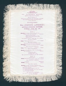 St Jamess Hall，摄政街和皮卡迪利，约瑟芬劳伦斯小姐年度晚会音乐会节目，1875年6月15日 作者 英语学校