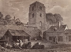 圣玛丽教堂，显示旧墙 1824 年（平版） 作者 英语学校