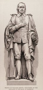威廉·哈维（1578-1657）的雕像，血液循环的发现者，在福克斯通，来自伦敦新闻画报，1881年8月13日 作者 英语学校