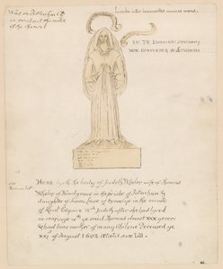 雕像，Judeth Wheler的坟墓于1602年8月21日去世（墨水在纸上） 作者 英语学校