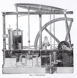 蒸汽机由James Watt（1736-1819）设计，由Bonnafoux设计 作者 英语学校