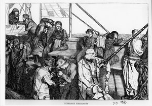 从欧洲到新世界的客船甲板上的驾驶员移民，1870年 作者 英语学校