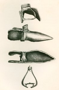 马镫和袜套，摘自《英国军队》：其起源、发展和装备》，1868 年出版。 作者 英语学校