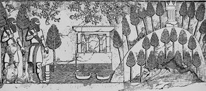 寺庙和人为小山的石浅浮雕在Sargon II公园在Khorsabad，c.715 BC 作者 英语学校