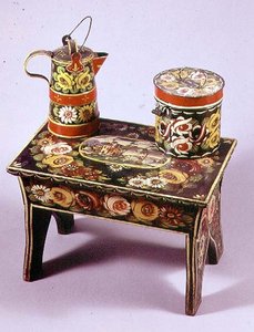 凳子、咖啡壶和盒子（手绘木板 作者 英语学校