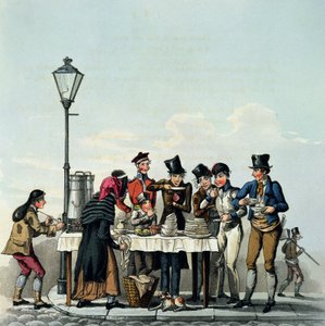 街头早餐由G.Hunt，1825年刻 作者 英语学校
