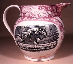 桑德兰器皿壶，转移印花，19世纪初（陶瓷 作者 英语学校