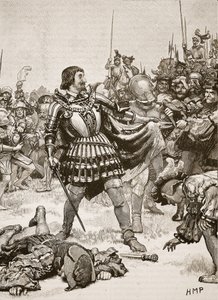 弗朗西斯在帕维亚战场投降，插图来自卡塞尔斯画报英国历史（棕褐色照片） 作者 英语学校