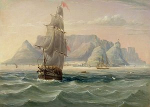 桌山，开普敦，海上，1820年（油卡）