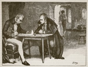 英国和瑞典特工签署反对拿破仑的条约，插图来自卡塞尔斯画报英国历史（棕褐色照片） 作者 英语学校