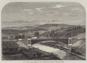 塞文河上的 Coalbrookdale 铁路的 Albert Edward 桥（雕刻） 作者 英语学校