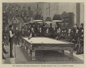 美国台球锦标赛，约瑟夫·贝内特和 SW 斯坦利演奏（版画） 作者 英语学校