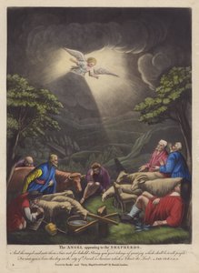 天使出现在牧羊人面前（彩色石版画） 作者 英语学校