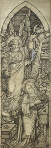 The Annunciation，Butler＆Bayne的报喜，车间，c.1900（黑色蜡笔＆白色加强） 作者 英语学校