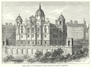 苏格兰银行，来自王子街花园（雕刻）。 作者 英语学校