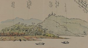 1886年，缅甸伊洛瓦底江的银行（纸上有钢笔墨水） 作者 英语学校