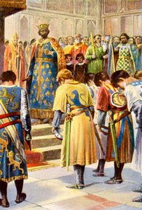 男爵们请求亨利三世召集议会（彩色石版画） 作者 英语学校