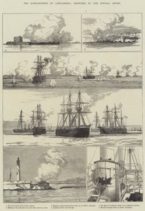 轰炸亚历山大港（雕刻）（The Bombardment of Alexandria）。 作者 英语学校