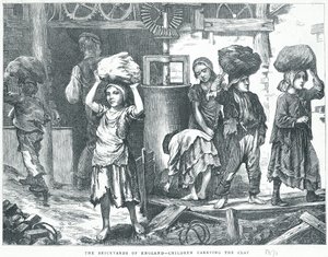1871年，英格兰的砖厂，携带粘土的儿童 作者 英语学校