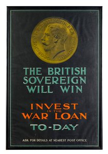英国君主将获胜，第一次世界大战战争贷款海报 作者 英语学校