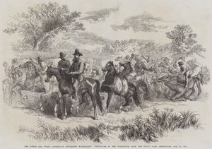 伯克和威尔斯澳大利亚探险队，从皇家公园出发，墨尔本，1860 年 8 月 20 日（雕刻） 作者 英语学校
