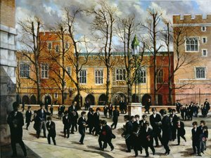 位于Common Lane顶部的燃烧的布什，俯瞰新学校，伊顿学院，1935年 作者 英语学校