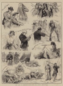 温布尔登的营地，来自我们艺术家的素描书的叶子（雕刻）。 作者 英语学校