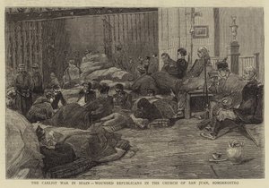西班牙的卡洛斯战争，圣胡安教堂中受伤的共和党人，Somorrostro（版画） 作者 英语学校
