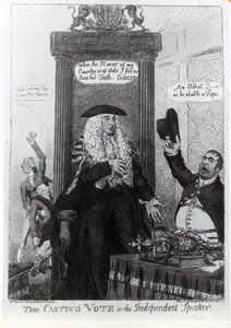 铸造投票，或独立议长，讽刺漫画展示当时的总理亨利·阿丁顿，1805年（印刷品） 作者 英语学校