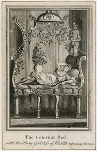 The Celestial Bed，与玫瑰色的健康女神一起寄托在其上 作者 英语学校