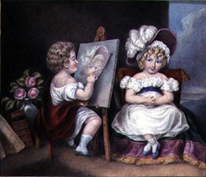 儿童肖像画家，约1825年（纸上水彩）。 作者 英语学校
